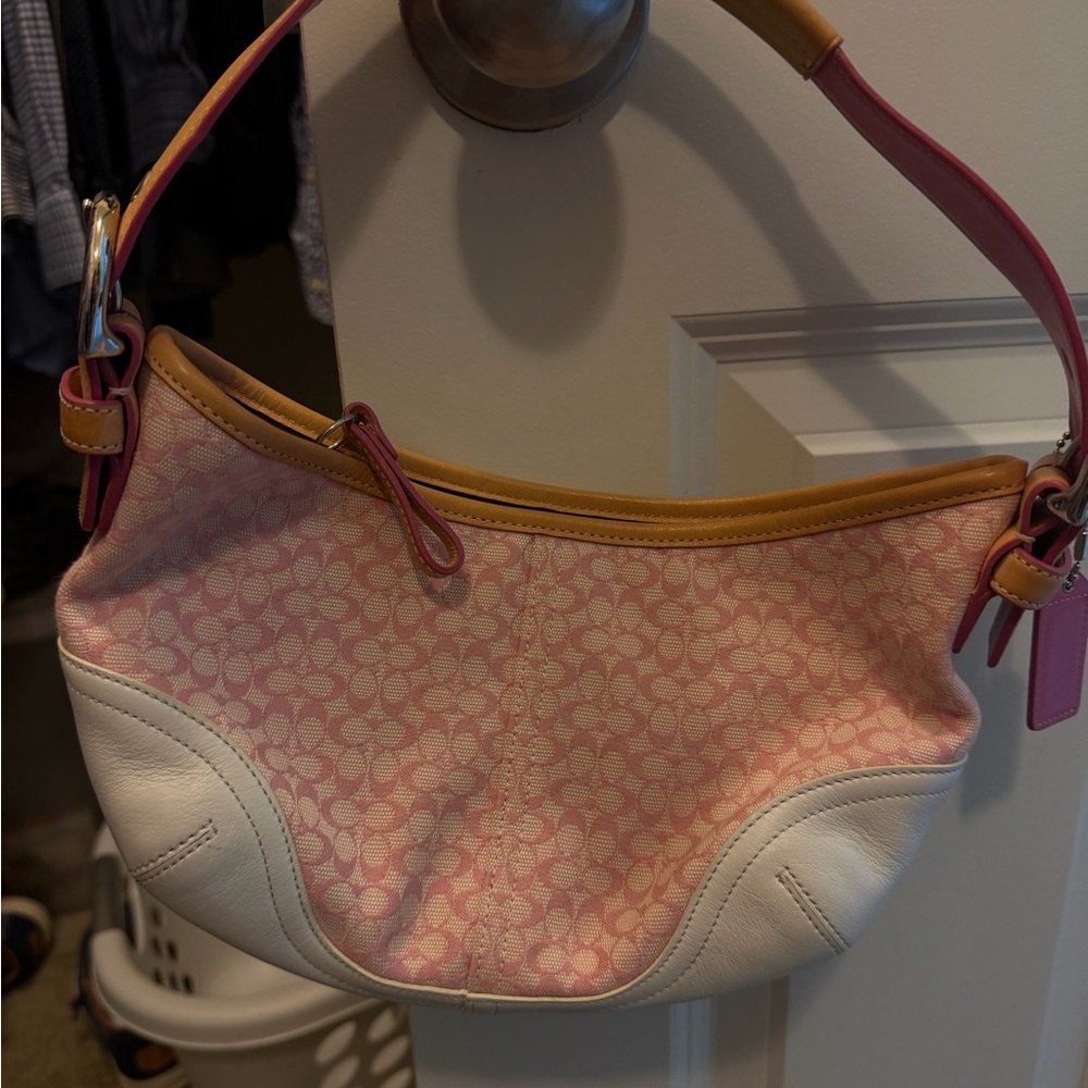 Coach Pink and White Shoulder Bag